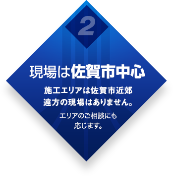 現場は佐賀市中心 施工エリアは佐賀市近郊 遠方の現場はありません。